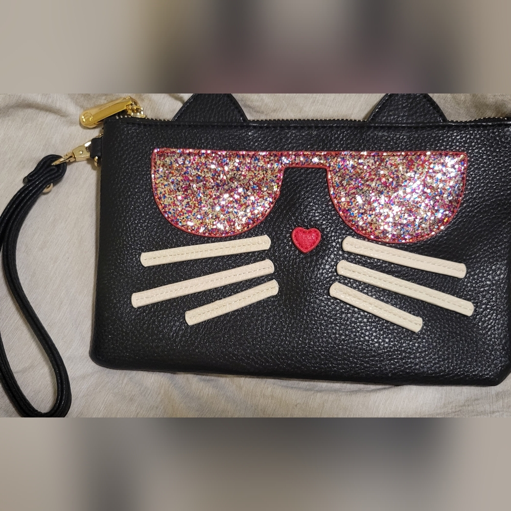 Black Cat Face Clutch with Glitter Ears